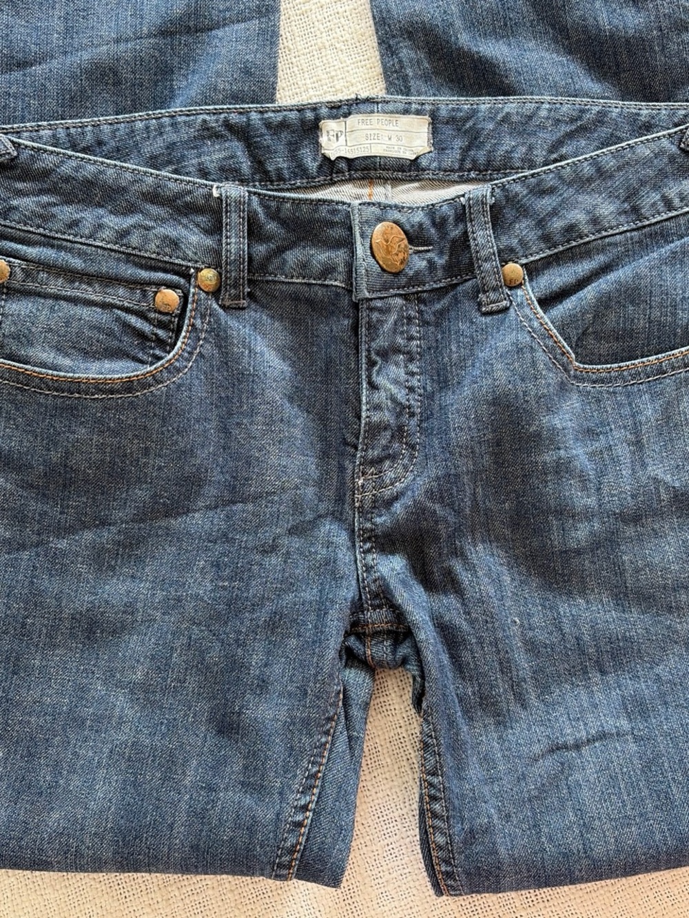 Free People Indigo Waistband Straight Jeans